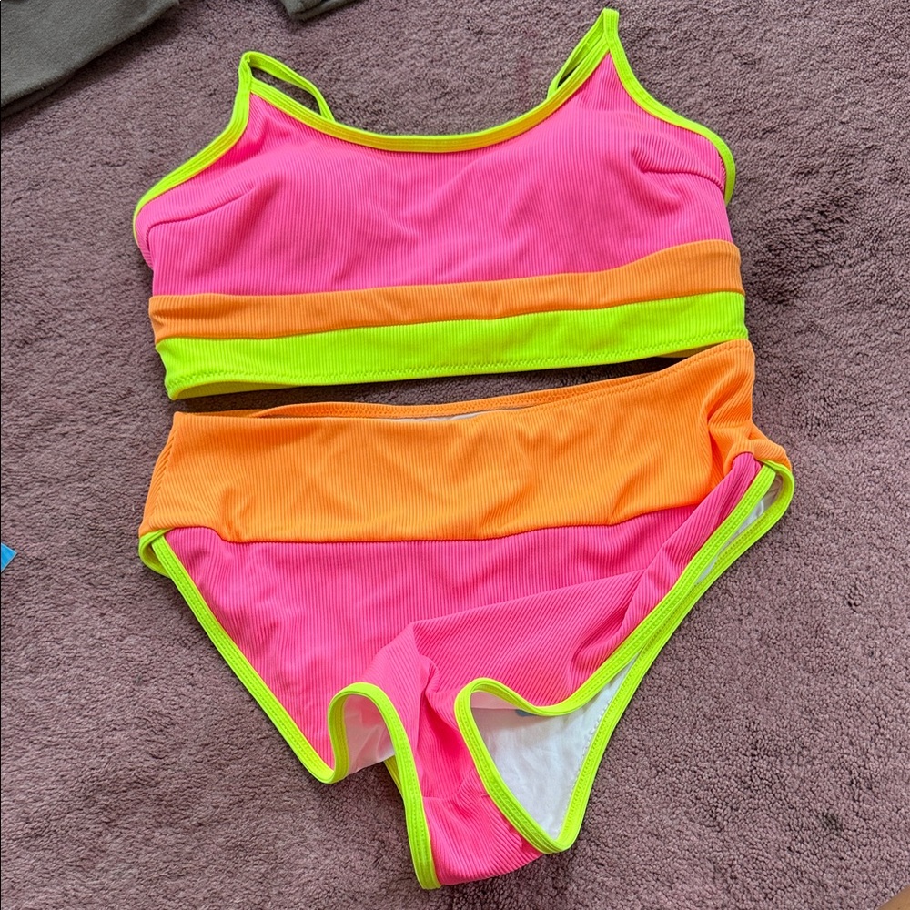 Neon Pink and Orange Bikini Set